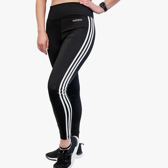 Adidas Black and White Leggings with Iconic Stripes - Picture 1 of 5